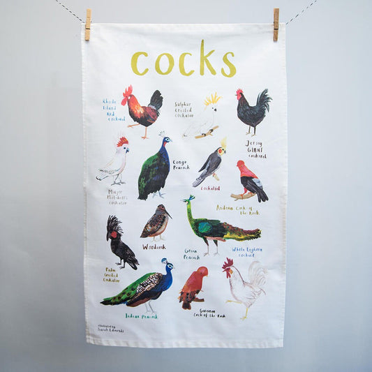 Cocks cheeky bird premium tea towel