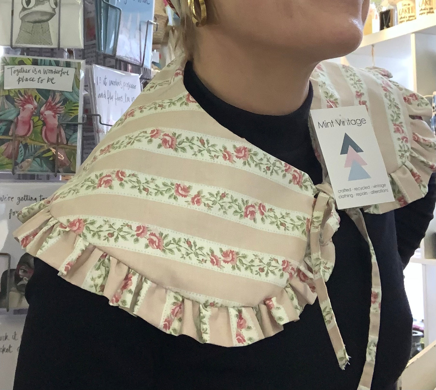 Handmade statement collar using vintage textiles