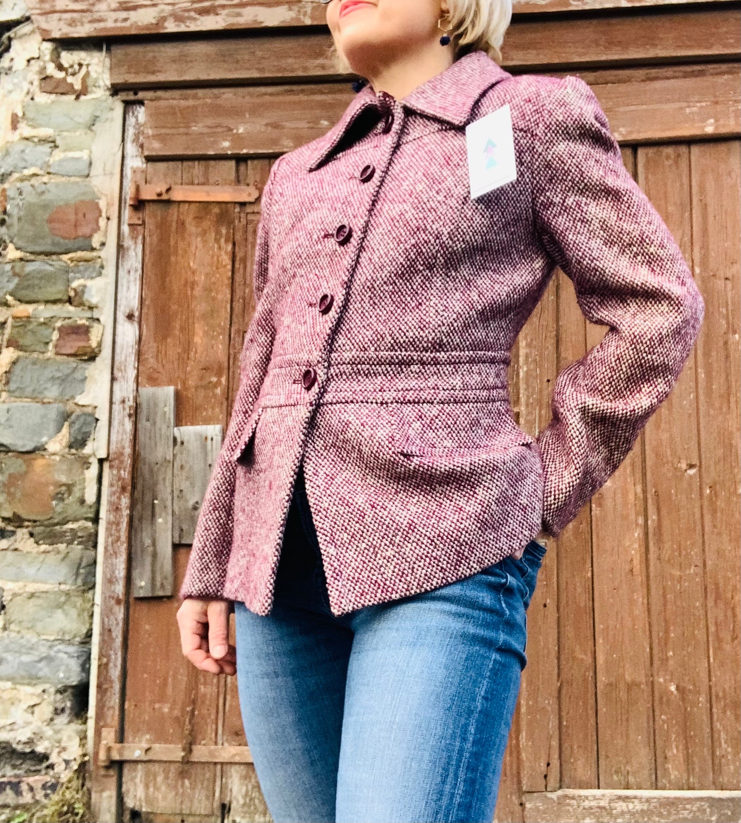 Vintage 1970’s tweed wool fitted coat by Mansfield of London