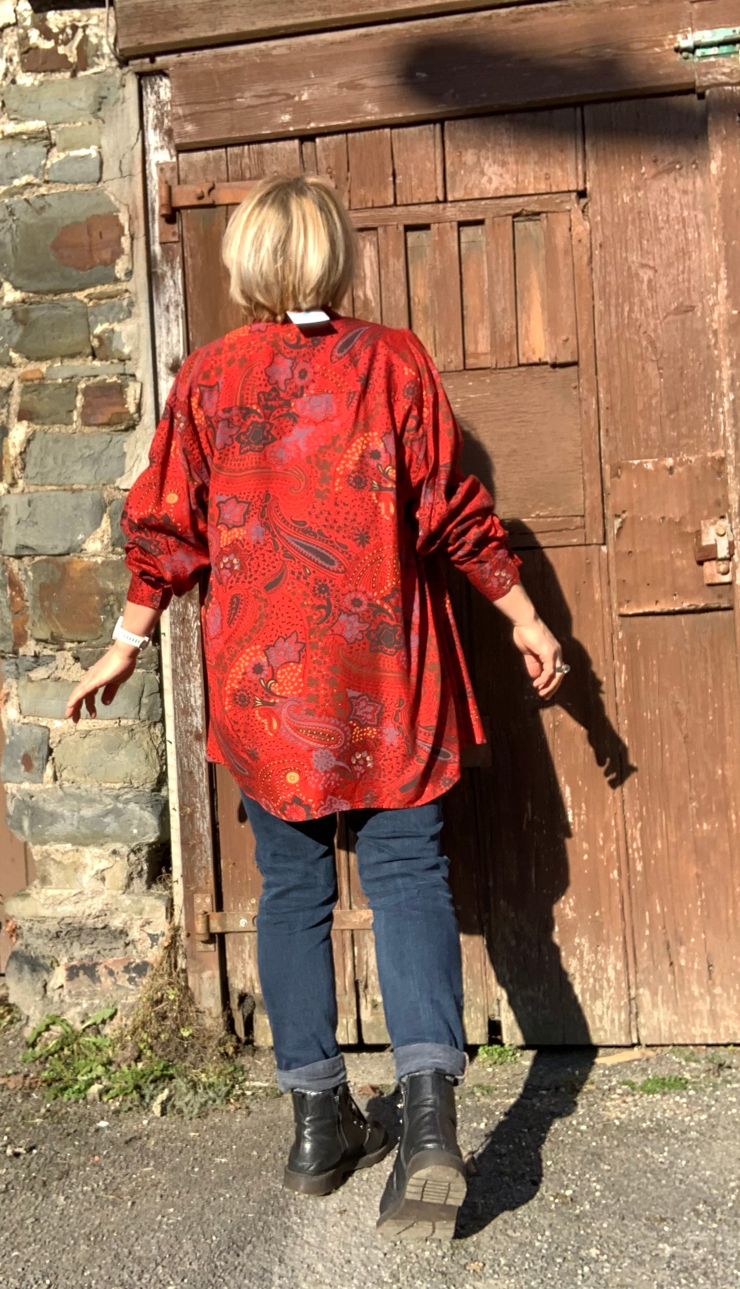 Vintage 1970’s French red paisley oversized wool blend shirt