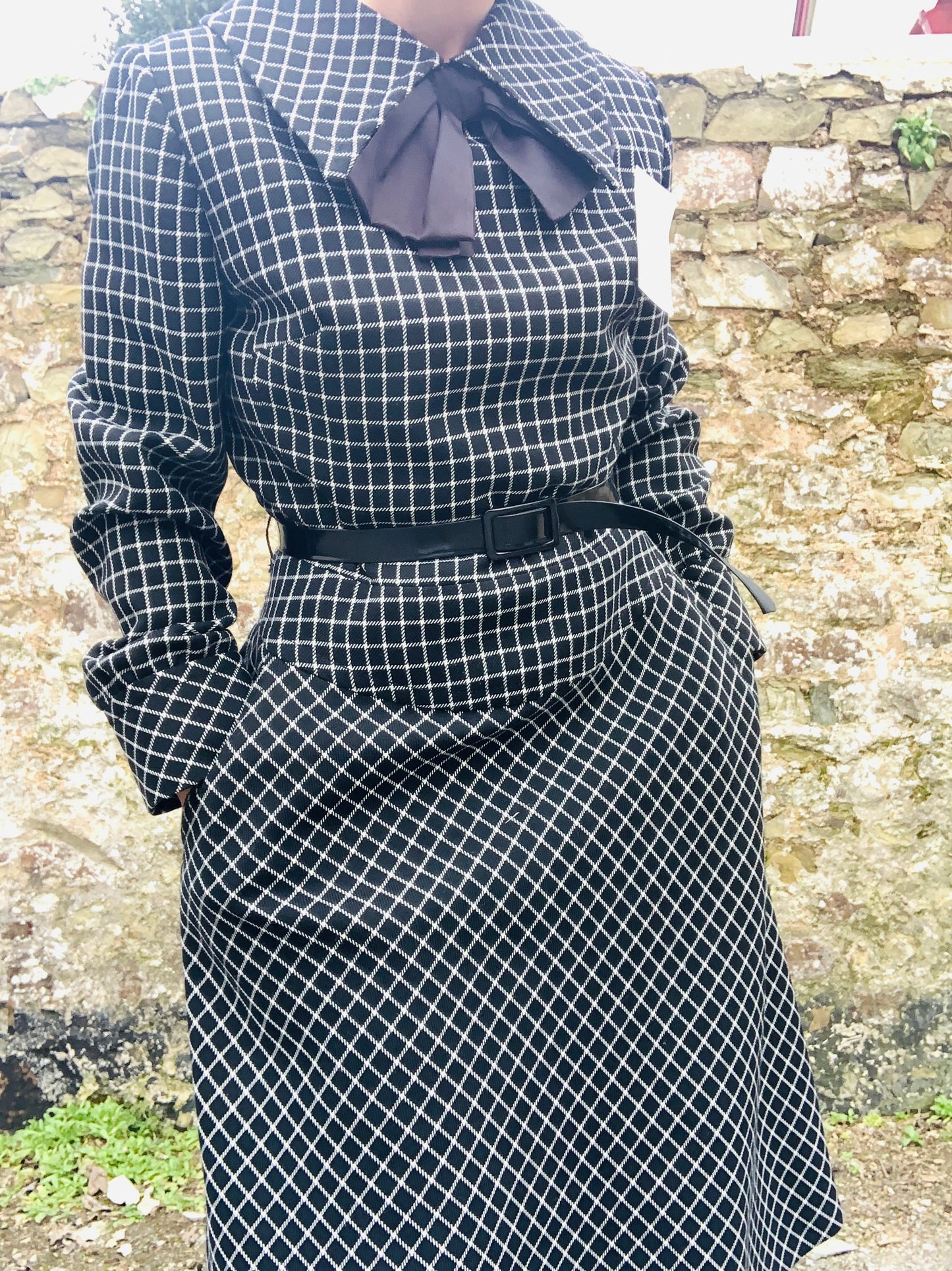 Vintage 1970’s designer wool statement collar dress