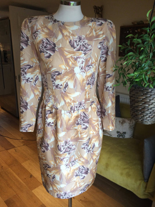1950's silk floral dress ~ sz 10 ish