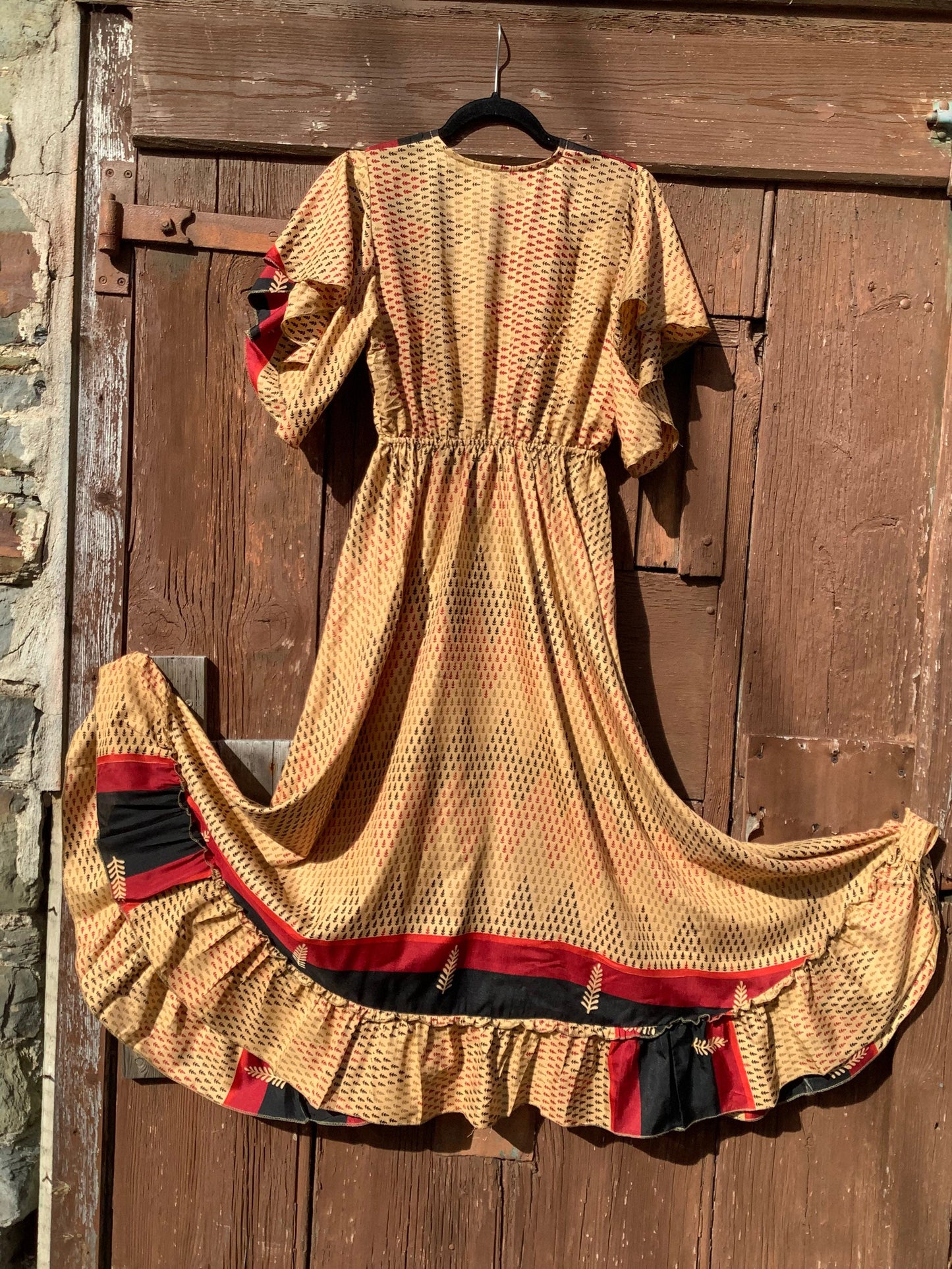 Handmade boho/prairie style silk sari dress